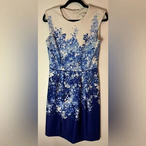 Sandra‎ Darren Womens Dress - Size 6- box pleated, blue and white floral